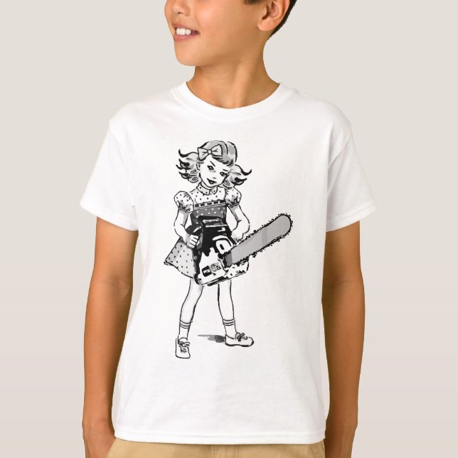 Chainsaw Girl Punk Goth Horror Fan T-Shirt (Vorderseite)