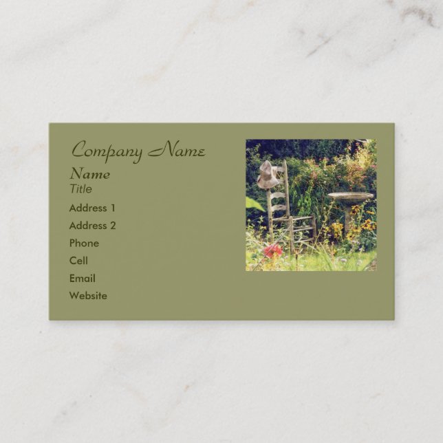 "Chaise avec Casquette dans le jardin" Carte de vi (Devant)