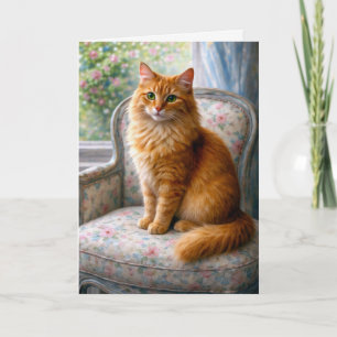 Chaise de grand-mère, carte de chat vierge