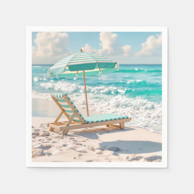 Chaise Lounge auf dem Sand des weißen Ozeans Serviette (Vorderseite)