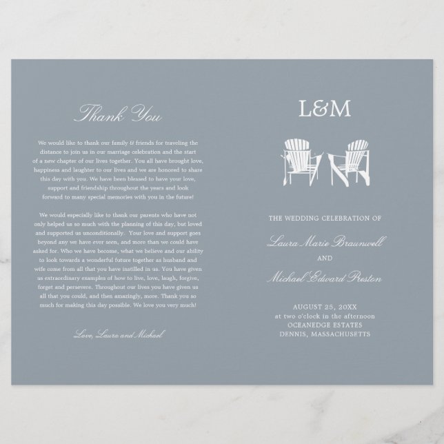 Chaises Adirondack Programme de mariage gris argen (Devant)