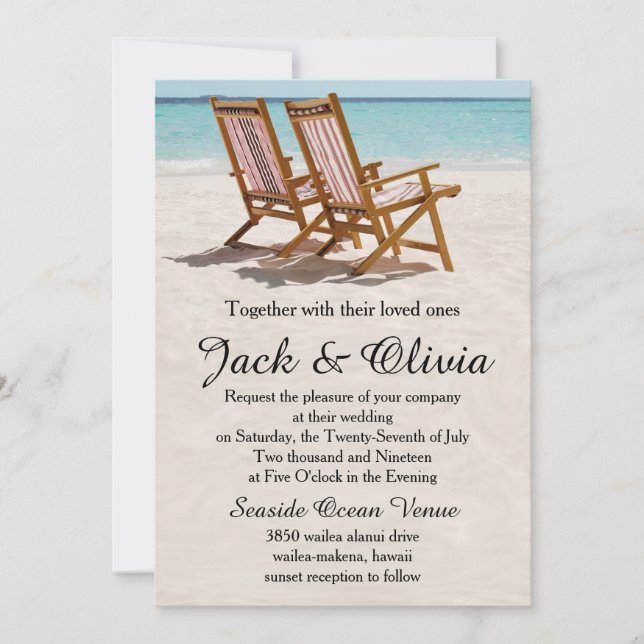Chaises de plage Invitation au mariage de destinat (Devant)