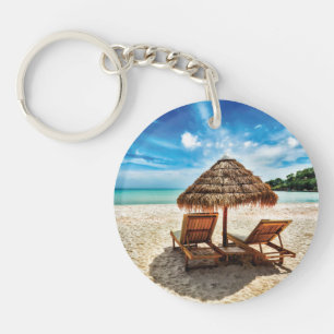 Chaises longues sur la plage coussin