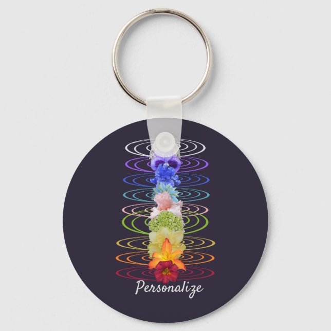 Chakra Blume Zen Yoga Spirituell Personalisiert Schlüsselanhänger (Vorderseite)