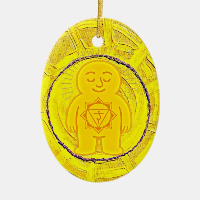 Chakra Buddies: Solar Plexus Chakra Keramik Ornament (Vorne)