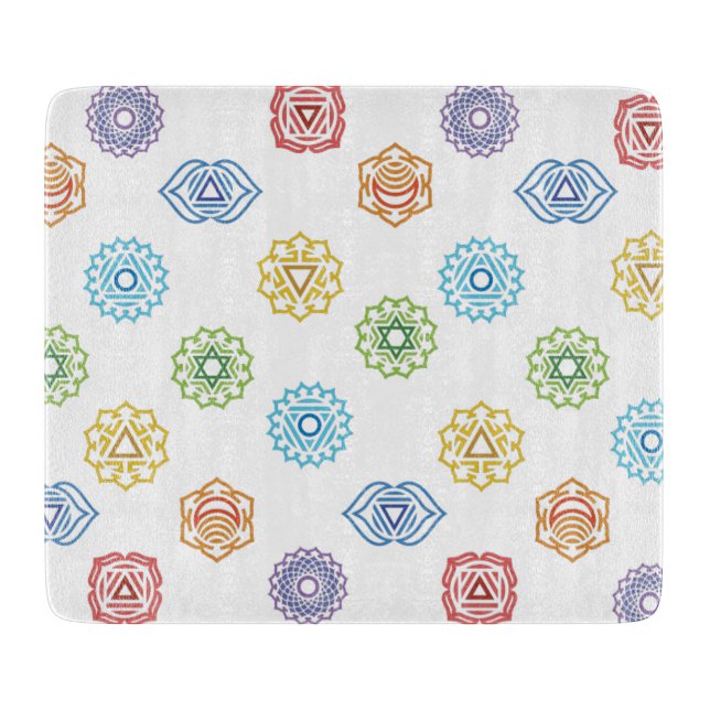 Chakra Energy Glass Cutting Board Schneidebrett (Vorderseite)