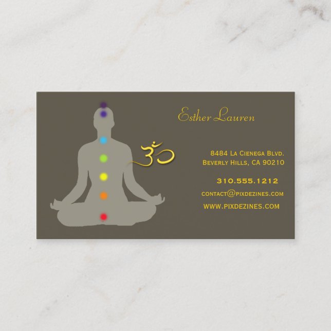 Chakra Farben, Lotus Blume, Om Yoga, Heiler Visitenkarte (Vorderseite)