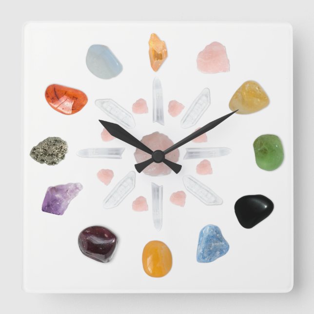 *~* Chakra Kristallenergie-Edelstein Quadratische Wanduhr (Vorderseite)