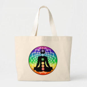 Chakra-Lotus-Tasche – Regenbogen Yoga & Energie-Ku Jumbo Stoffbeutel
