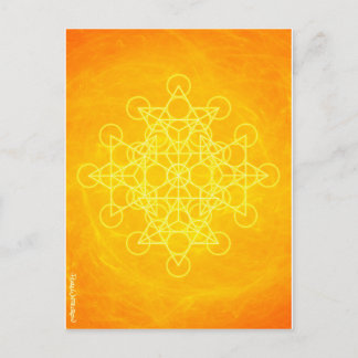 Chakra Mandala-heilige Geometrie-helles Gelb Postkarte