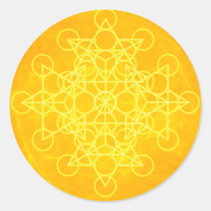 Chakra Mandala Sacred Geometry Bright Yellow Runder Aufkleber