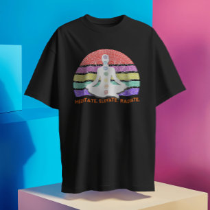 Chakra Meditation Yoga Rainbow Sunset T-Shirt