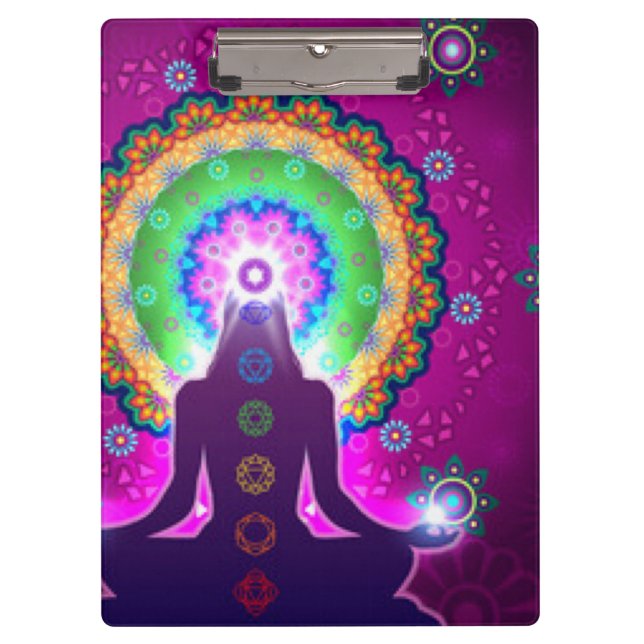Chakra Meditations-Blumenmuster-Entwurf Klemmbrett (Vorderseite)