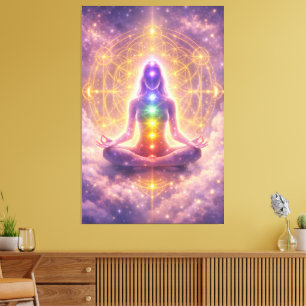 Chakra-Meditations-Kunst auf Stretchleinwand Leinwanddruck