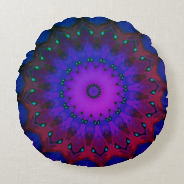 Chakra Reiki Meditation Mandala Pillow Rundes Kissen (Vorderseite)