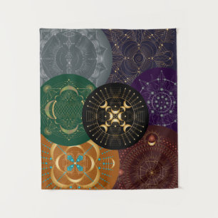 Chakra Shadow Mandala Collage Tapisserie multicolo