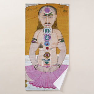 Chakra Yoga Illustration für Meditation Badehandtuch