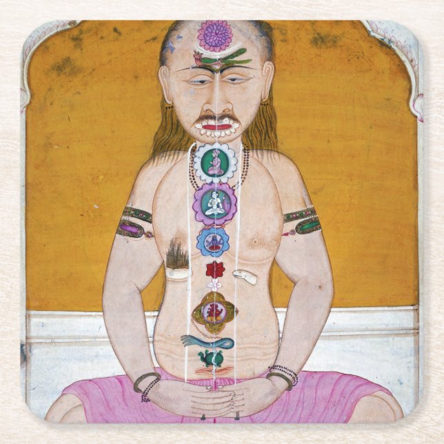 Chakra Yoga Illustration für Meditation Rechteckiger Pappuntersetzer (Vorderseite)