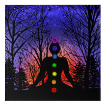 Chakras Meditation Yoga bei Sonnenuntergang