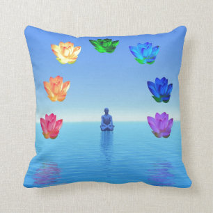 Chakras, Rot, Orange, Gelb, Grün, Türkis, lila Kissen