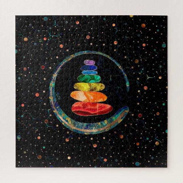 Chakras Zen Stones und Enso-Kreis (Vertikal)