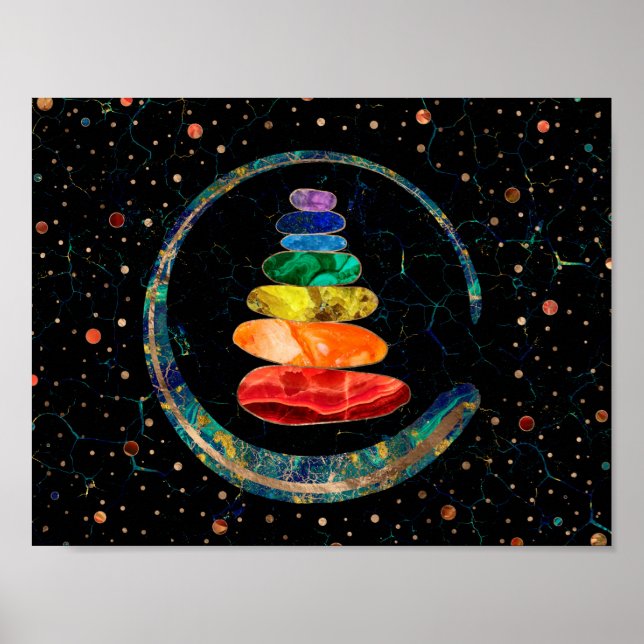 Chakras Zen Stones und Enso-Kreis Poster (Vorne)