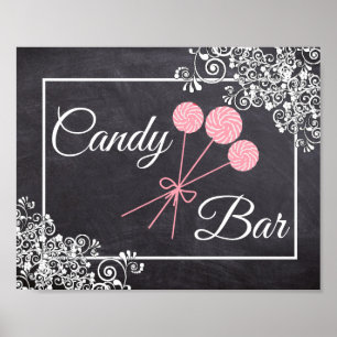 Chalboard Look Mariage Barre de Bonbons Poster