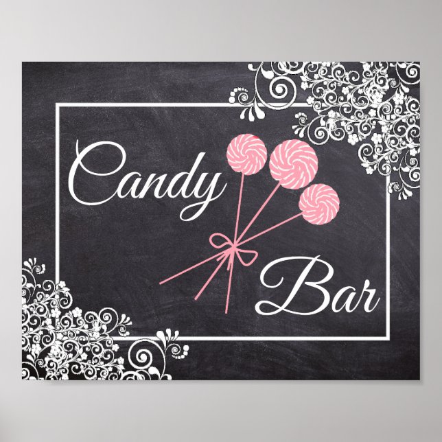 Chalboard Look Mariage Barre de Bonbons Poster (Devant)