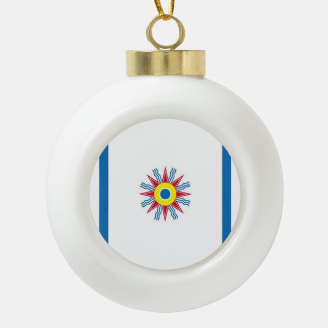 Chaldean Flaggen-WeihnachtsKeramik-Ball-Verzierung Keramik Kugel-Ornament (Vorderseite)