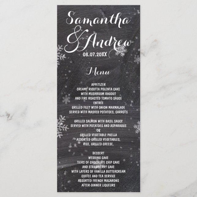 Chalet d'hiver moderne menu mariage (Devant)