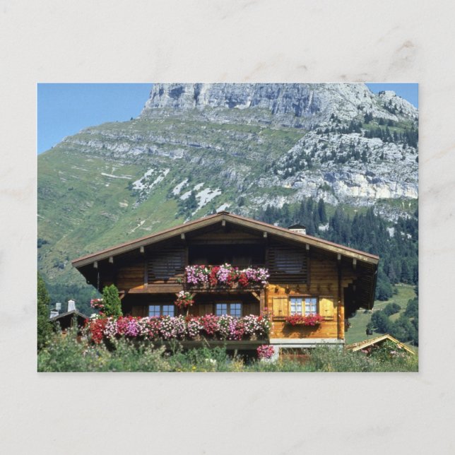 Chalet oberhalb von Le Grand Bornand, Französische Postkarte (Vorderseite)