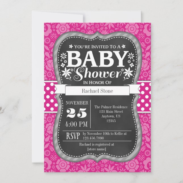 Chalet rose chaud Baby shower Floral Invitation (Devant)
