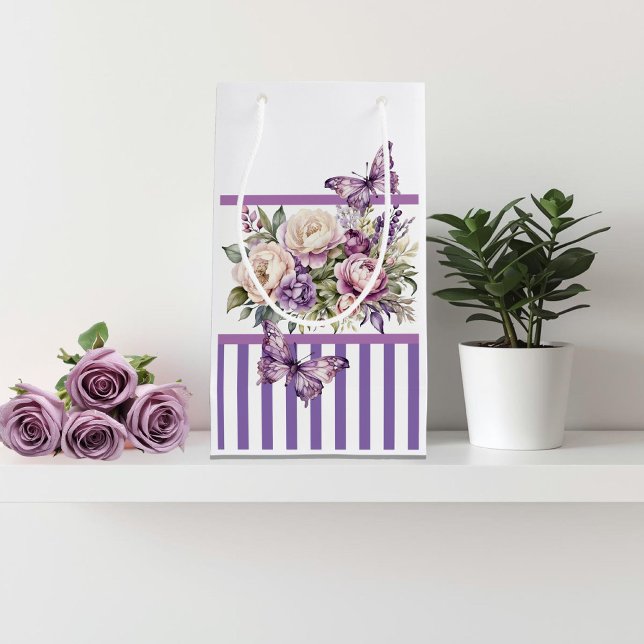 Chalet violet Floral Petit sac cadeau (Créateur téléchargé)