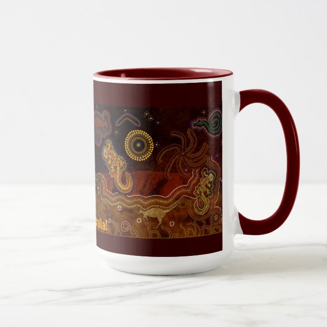 "Chaleur du désert" Mug australien de style aborig (Droite)