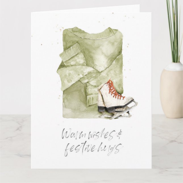Chaleureux et Festif Hugs Carte Aquarelle (Devant)