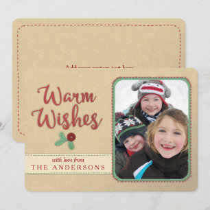 Chaleureux Faux Felt / Brodé Carte de Noël