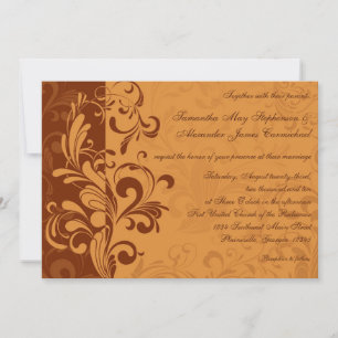 Chaleureux Golden Autumn Swirl Mariage Invitations