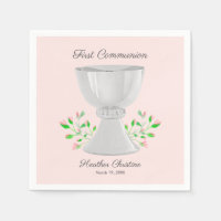 Chalice and Pink Buds Grüne erste Kommunion