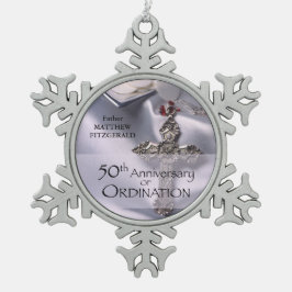 Chalice zum 50. Individuelle Name Schneeflocken Zinn-Ornament