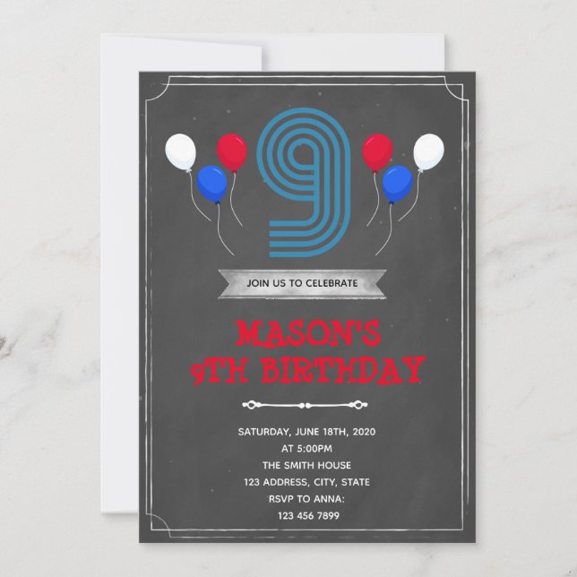 Chalk 9e anniversaire invitation (Devant)
