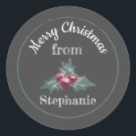 Chalk Art Holly Christmas From Baking Gift Jar Lid Runder Aufkleber<br><div class="desc">Add your custom name and information to this elegant sticker. It has a chalkboard art look Christmas holly with leaves and berries. This is fully customizable--you can add, delete, move, or change anything. ----- It says Merry Christmas from Your Name. Simply replace the sample text and add your text in...</div>