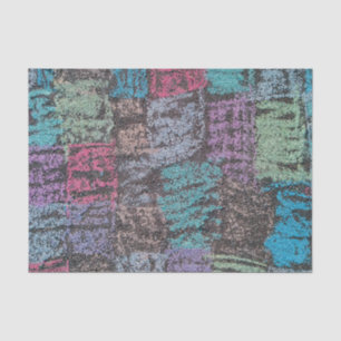 Chalk auf dem Bürgersteig Kunst in gelb-weiß lila Seidenpapier
