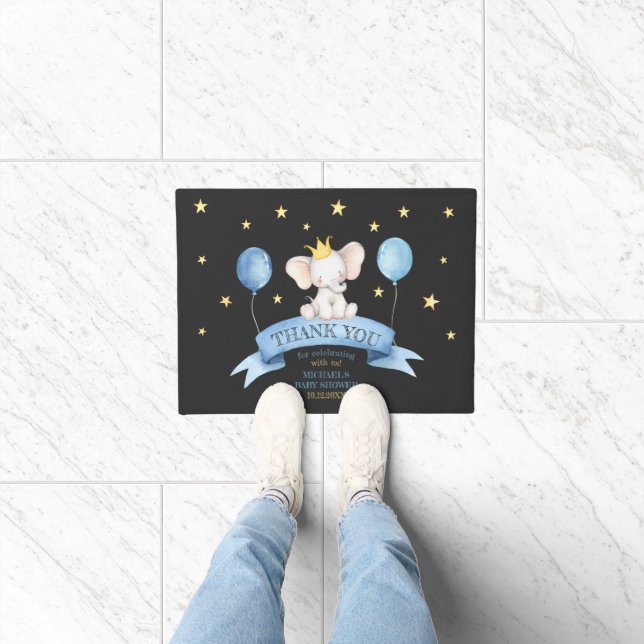 chalk baby shower elephant STARS BALLOONS Fußmatte (Indoor)