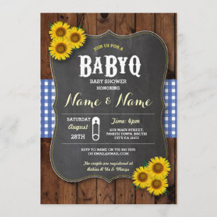 Chalk BaByQ GRILLEN Babydusche Blauer Holz Einladu Einladung
