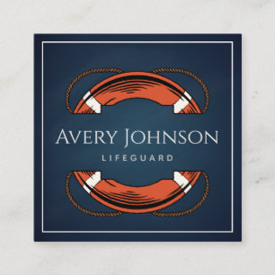 Chalk Blue Lifeguard Rettungsring Quadratische Visitenkarte