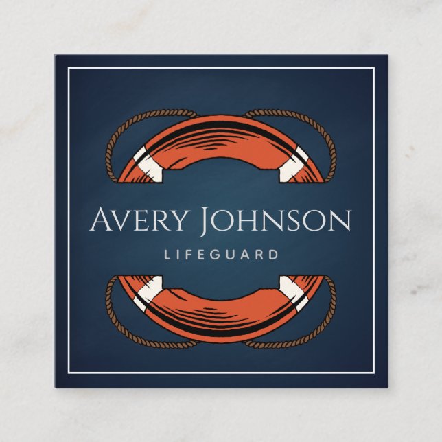 Chalk Blue Lifeguard Rettungsring Quadratische Visitenkarte (Vorderseite)