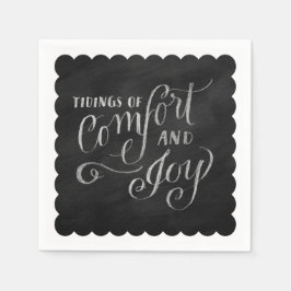 Chalk Board Gezeichnet Komfort und Freude Serviette