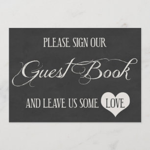 Chalk Board Hearts Wedding Gästebuch Einladung