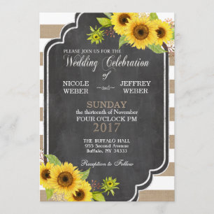 Chalk Burlap Blumenblume Einladung Sonnenblumen