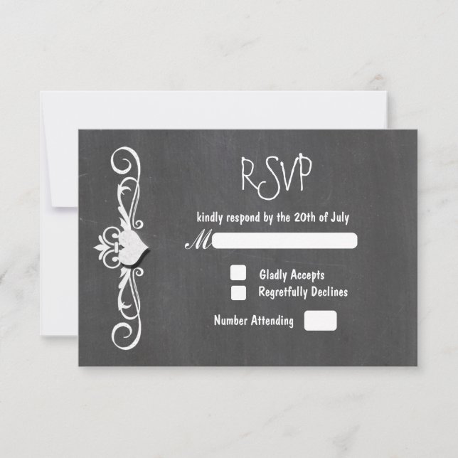 Chalk Chalk HeartWedding invitation carte RSVP (Devant)